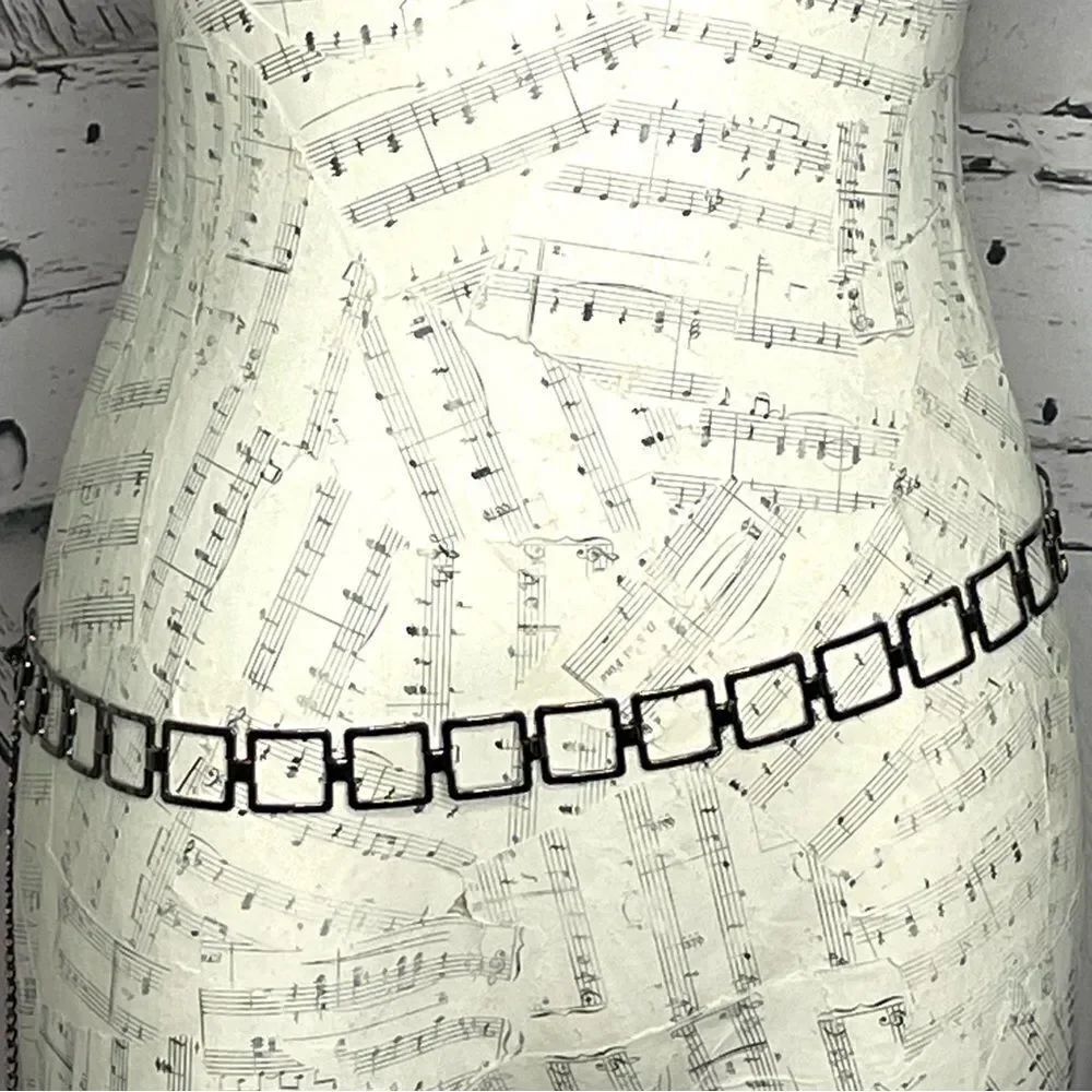 Pewter chain belt 3/4” squares